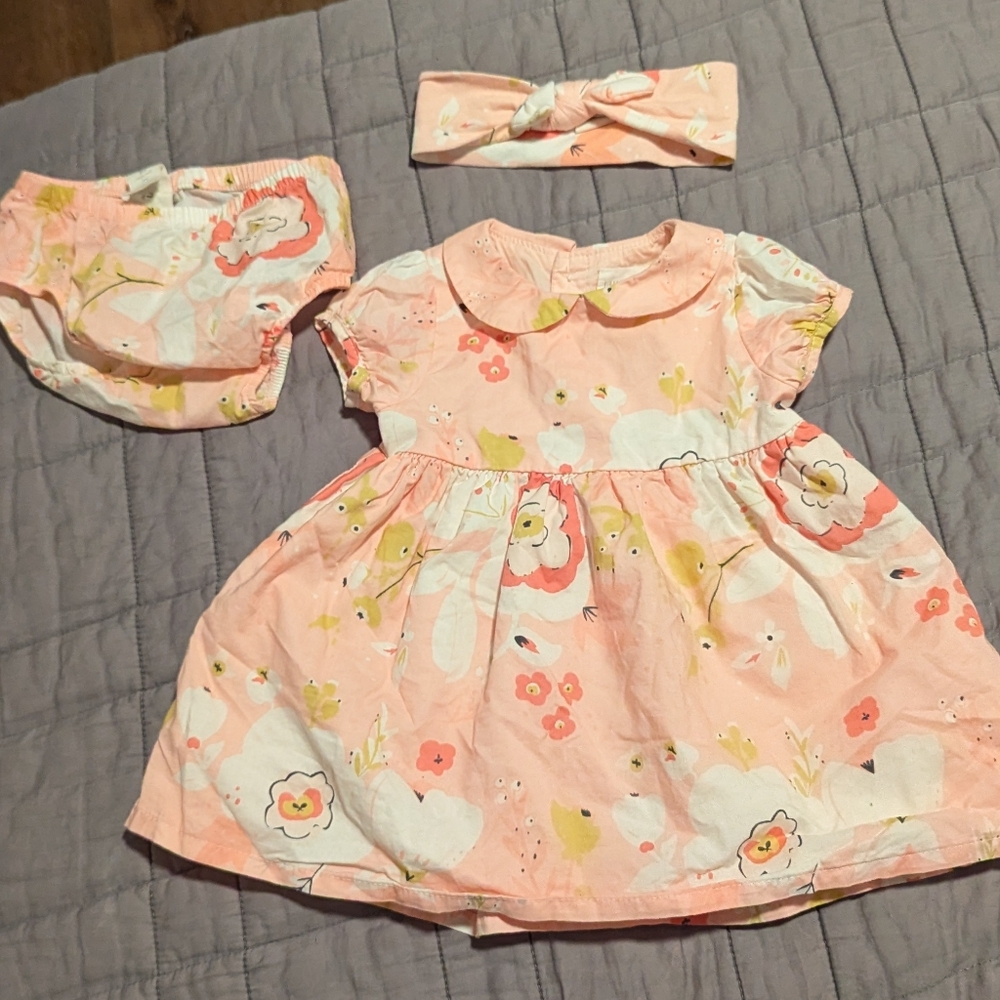 Carter's Little Planet Poplin Floral Dress with Bow